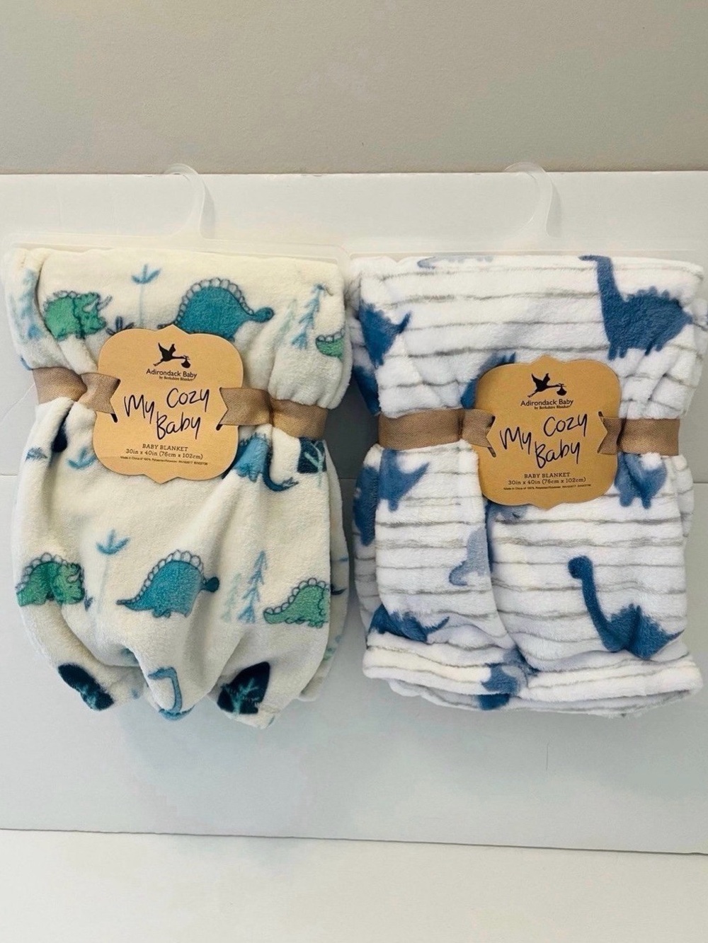 Adirondack Baby by Berkshire My Cozy Baby Lot of 2 Dinosaur Blankets Triceratops